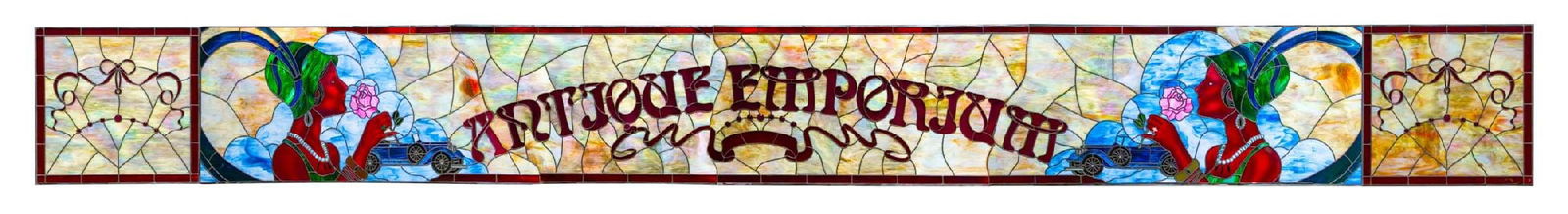 LEADED GLASS "ANTIQUE EMPORIUM"