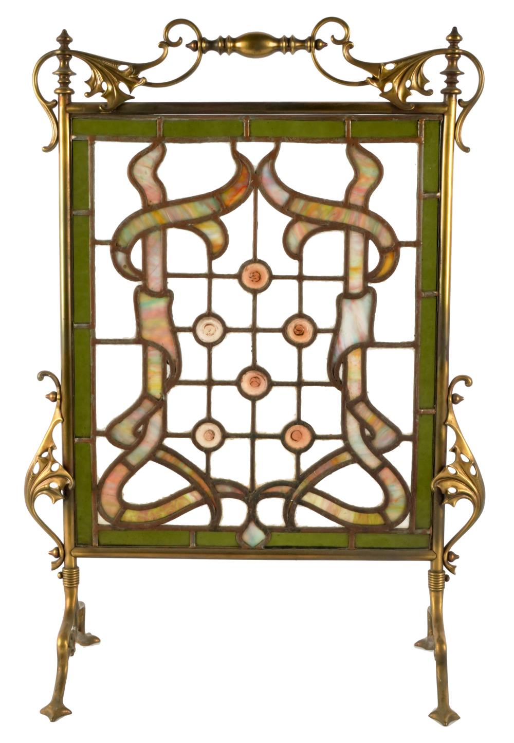LEADED GLASS & BRASS FIRE