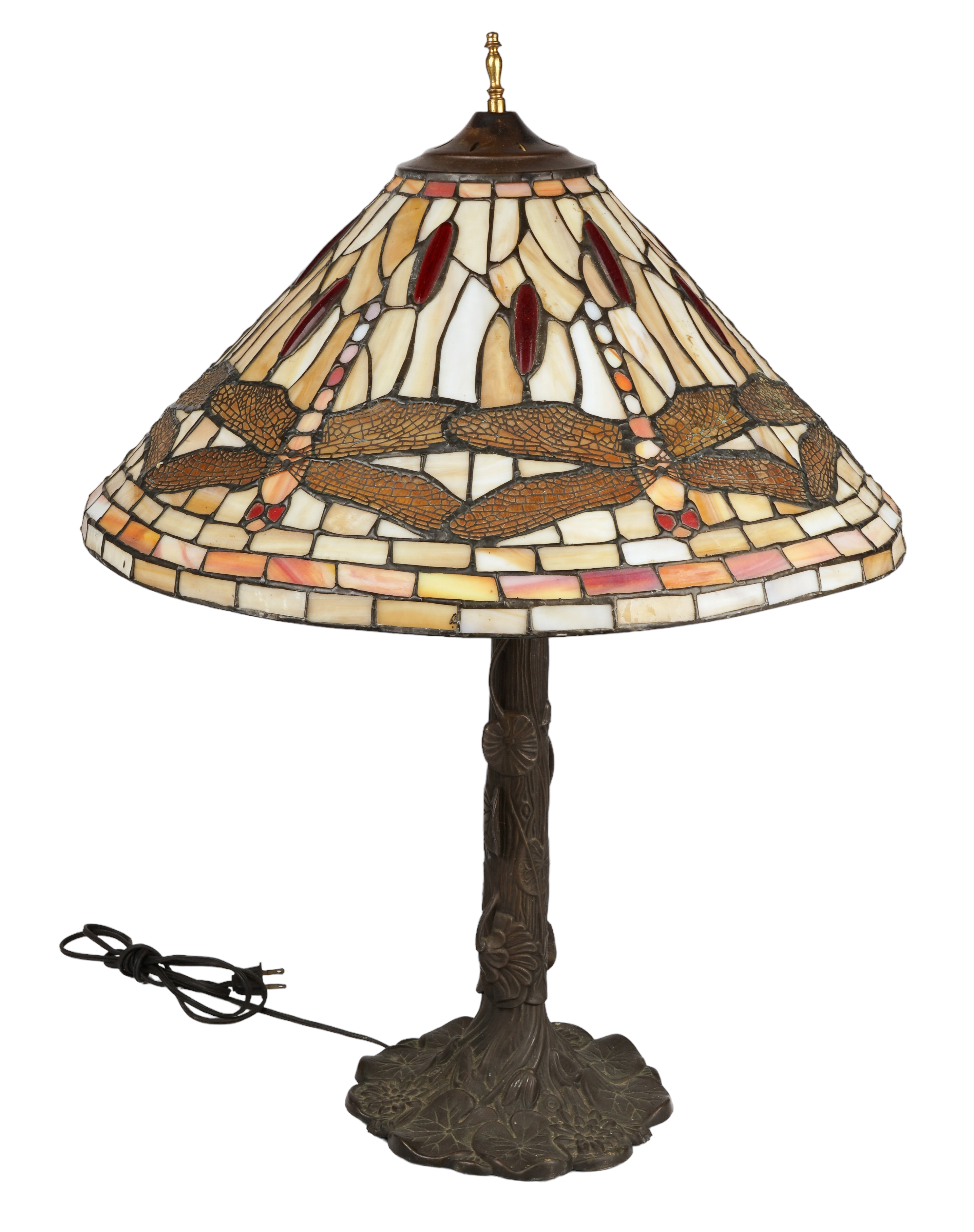 Leaded glass dragonfly table
