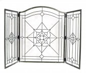 LEADED GLASS FIREPLACE SURROUN