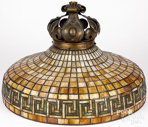 LEADED GLASS HANGING LIGHT, EARLY