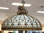 LEADED GLASS HANGING LIGHT, HA