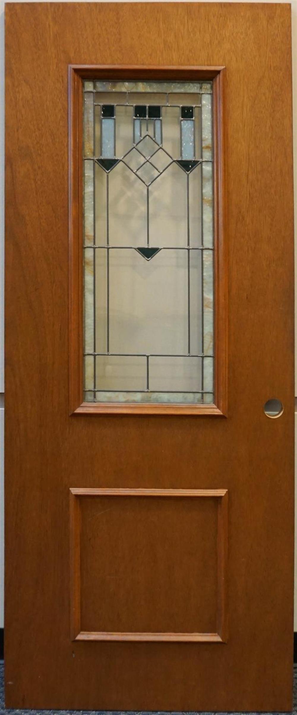 LEADED GLASS INSET DOOR, 79-3/4 X