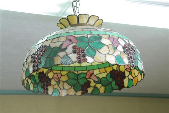 LEADED GLASS LAMP SHADE. Large