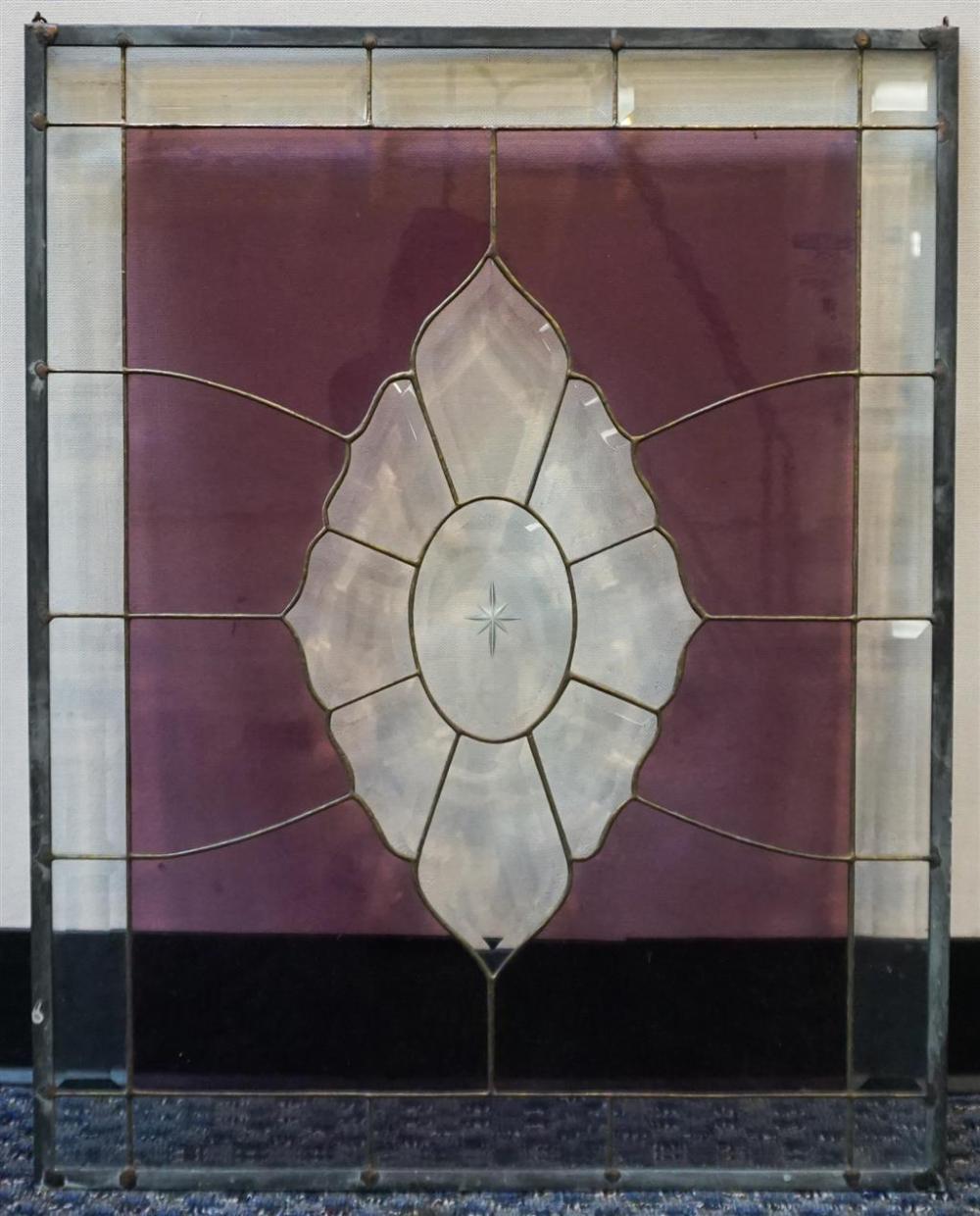 LEADED GLASS PANEL, 29 X 23