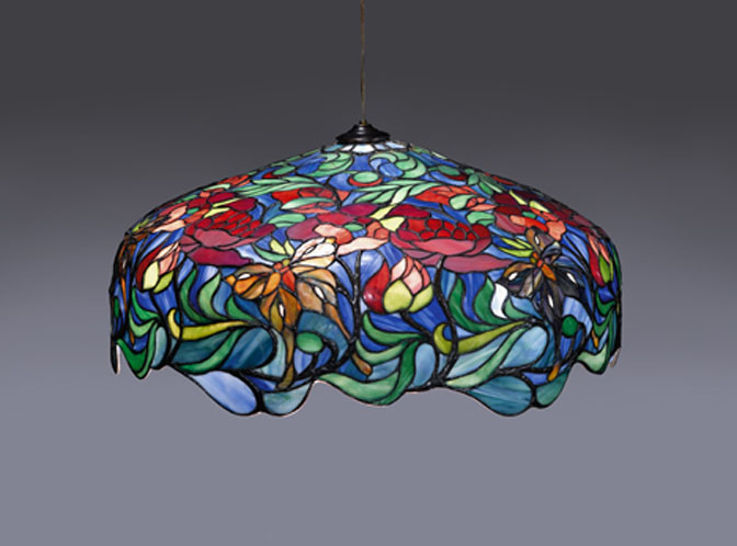 Leaded glass shade    attributed to