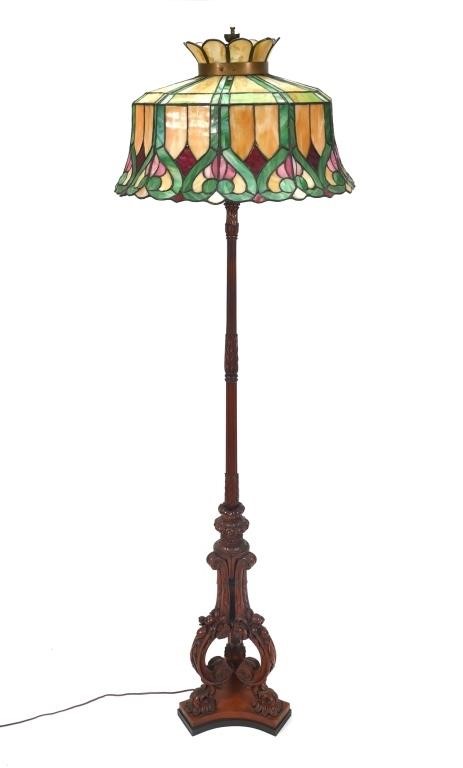 LEADED GLASS SHADE FLOOR LAMP