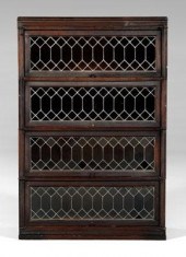 Leaded glass stacked bookcase,