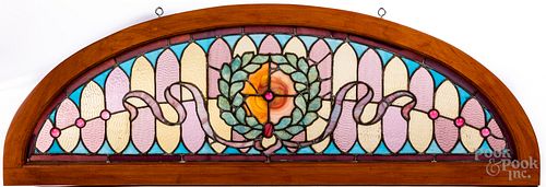 LEADED GLASS WINDOW TRANSOM, CA.