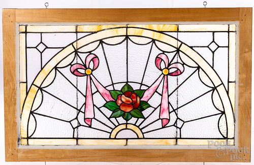 LEADED GLASS WINDOW TRANSOM, CA.