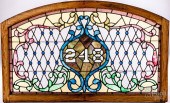 LEADED GLASS WINDOW TRANSOM, C
