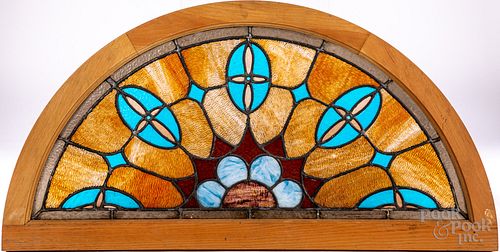 LEADED GLASS WINDOW TRANSOM, CA.
