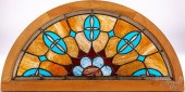 LEADED GLASS WINDOW TRANSOM, C