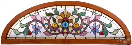 LEADED GLASS WINDOW TRANSOM, CA.