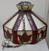 LEADED SLAG AND ART GLASS HANG