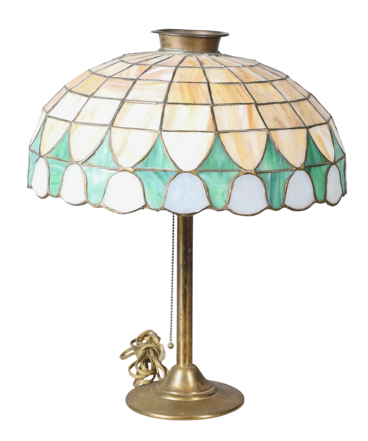Leaded slag glass table lamp,