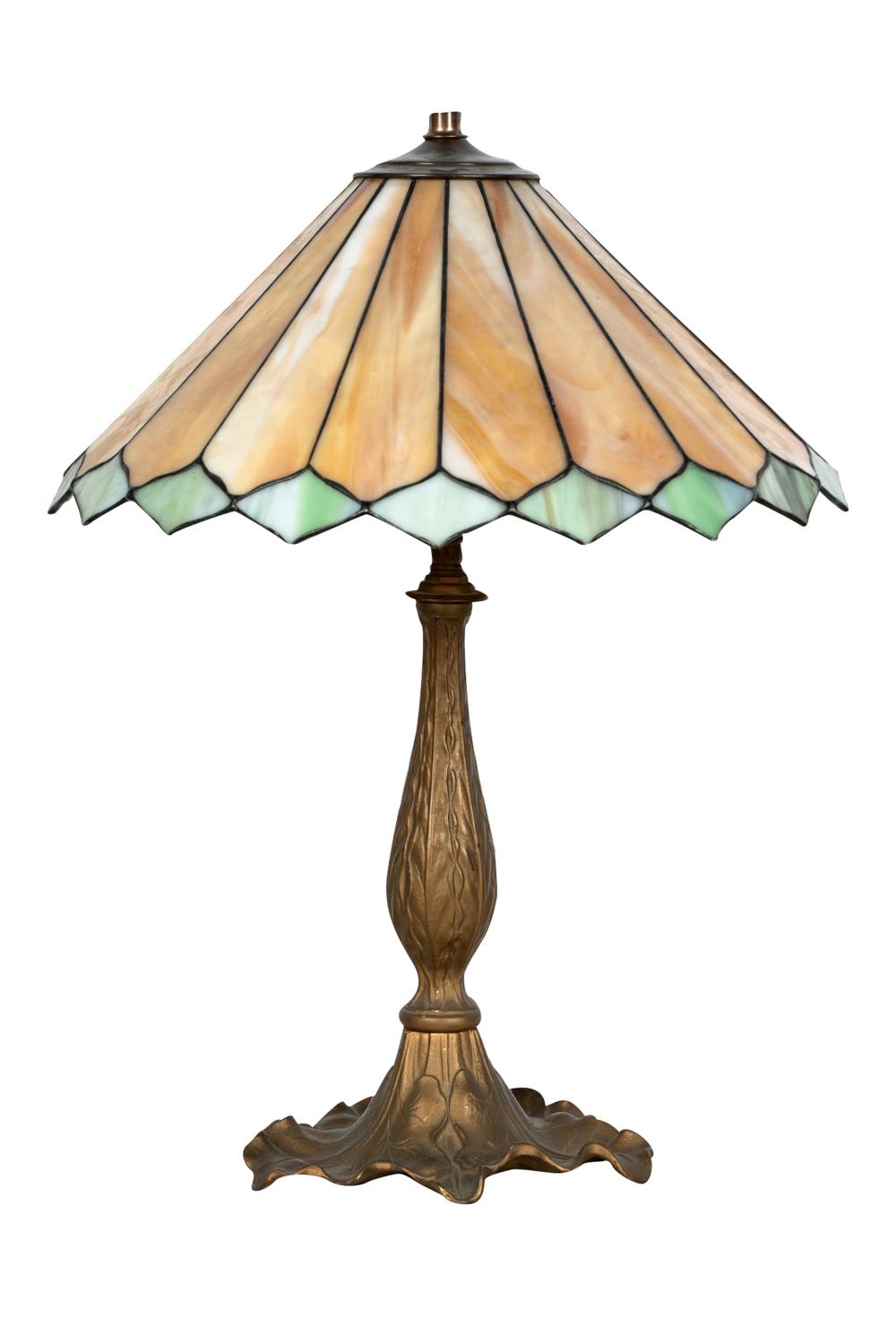 LEADED SLAG GLASS TABLE