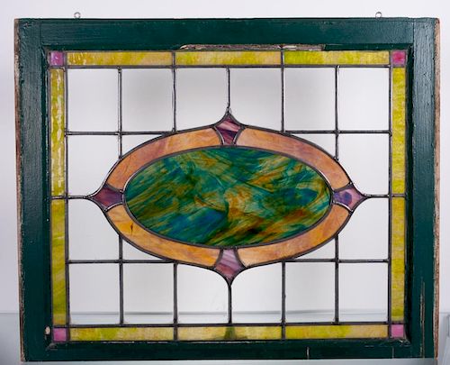 LEADED STAIN GLASS WINDOW PANEEarly