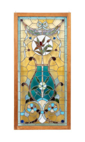 LEADED STAINED GLASS FLORAL WI