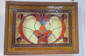 LEADED STAINED GLASS PANEL:<br