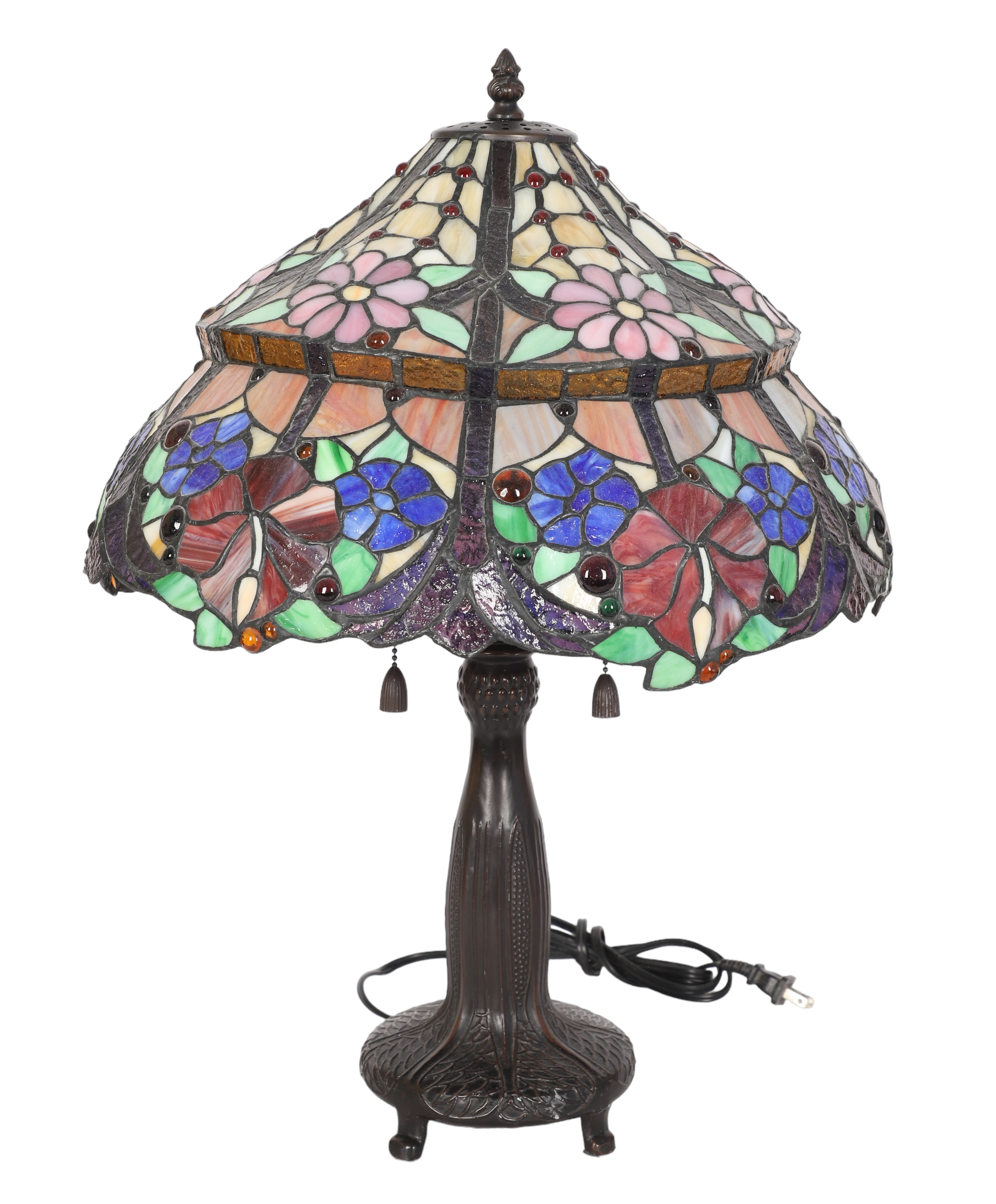 Leaded stained glass table lamp,