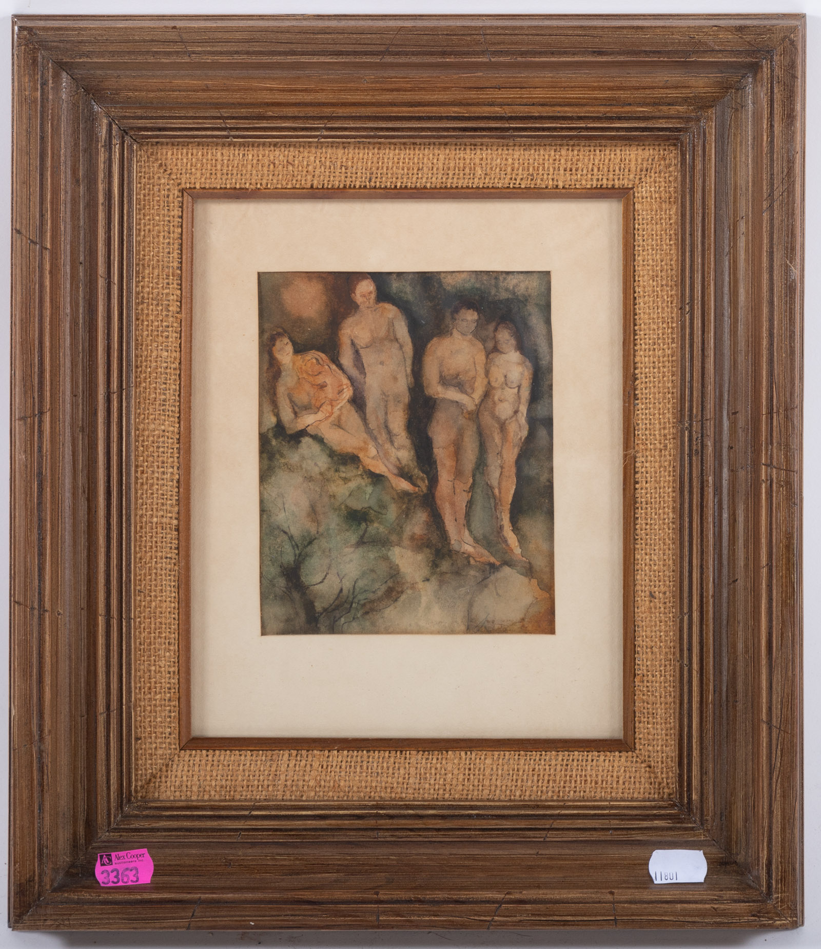 LEAH COHEN. THREE NUDES, WATERCOLOR