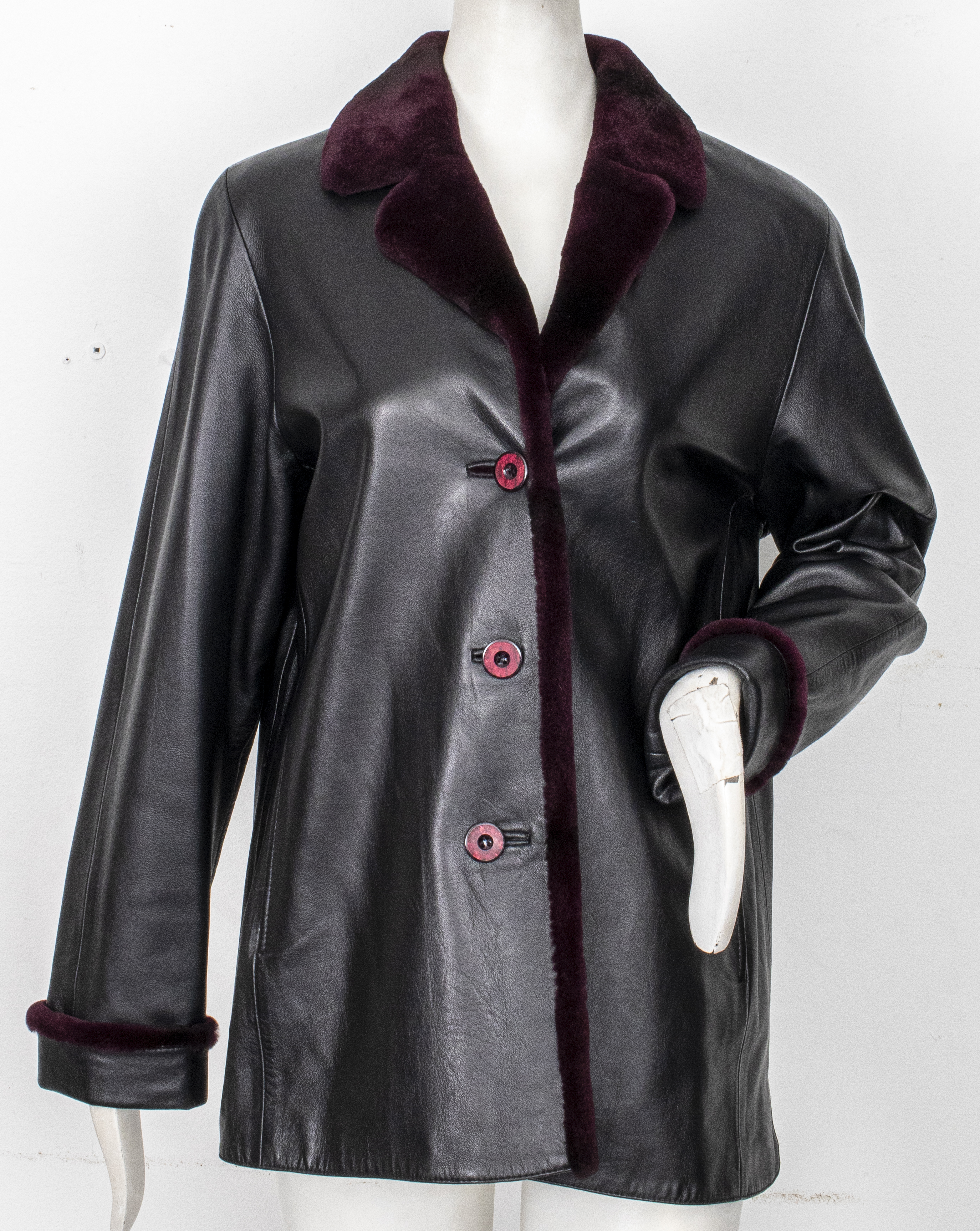 LEATHER AND SHEARED MINK JACKET