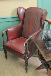 LEATHER ARMCHAIR. Red leather