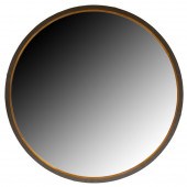 LEATHER & BRASS ROUND WALL MIR