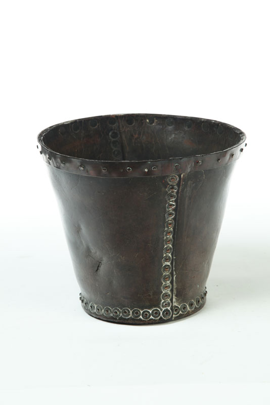 LEATHER BUCKET.  American or