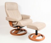 LEATHER CHAIR & OTTOMAN: Hjell