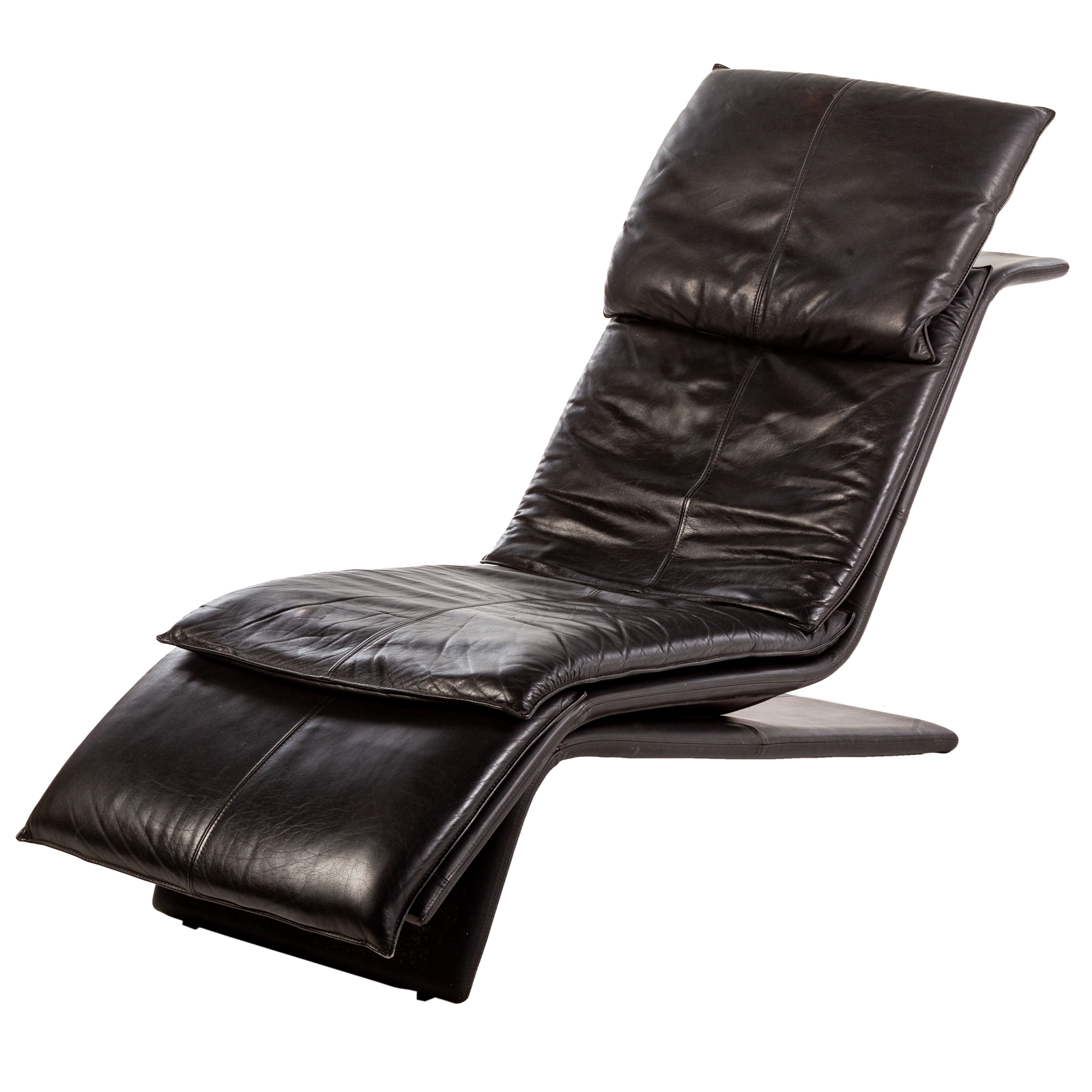 LEATHER CHAISE LOUNGE, ATTR.