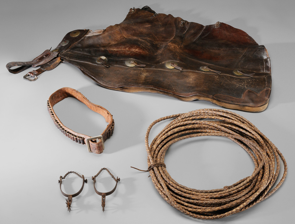 Leather Chaps, Lariat, Belt,