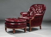 LEATHER CLUB CHAIR & OTTOMAN,