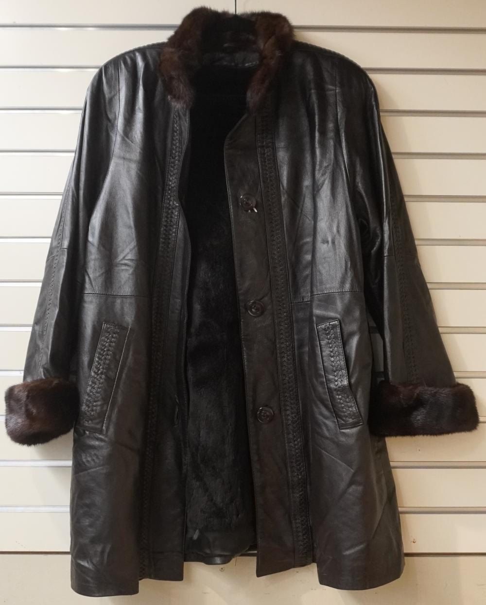 LEATHER COAT WITH FUR LINING AND