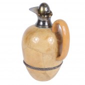 LEATHER COVERED ART DECO GLASS