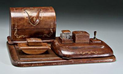 Leather desk set, base 21 x
