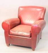 LEATHER EASY CHAIR AND OTTOMAN
