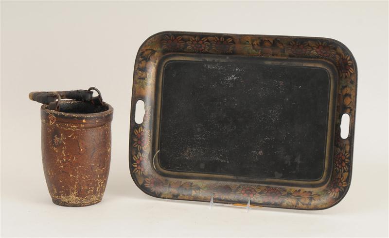 LEATHER FIRE BUCKET AND A