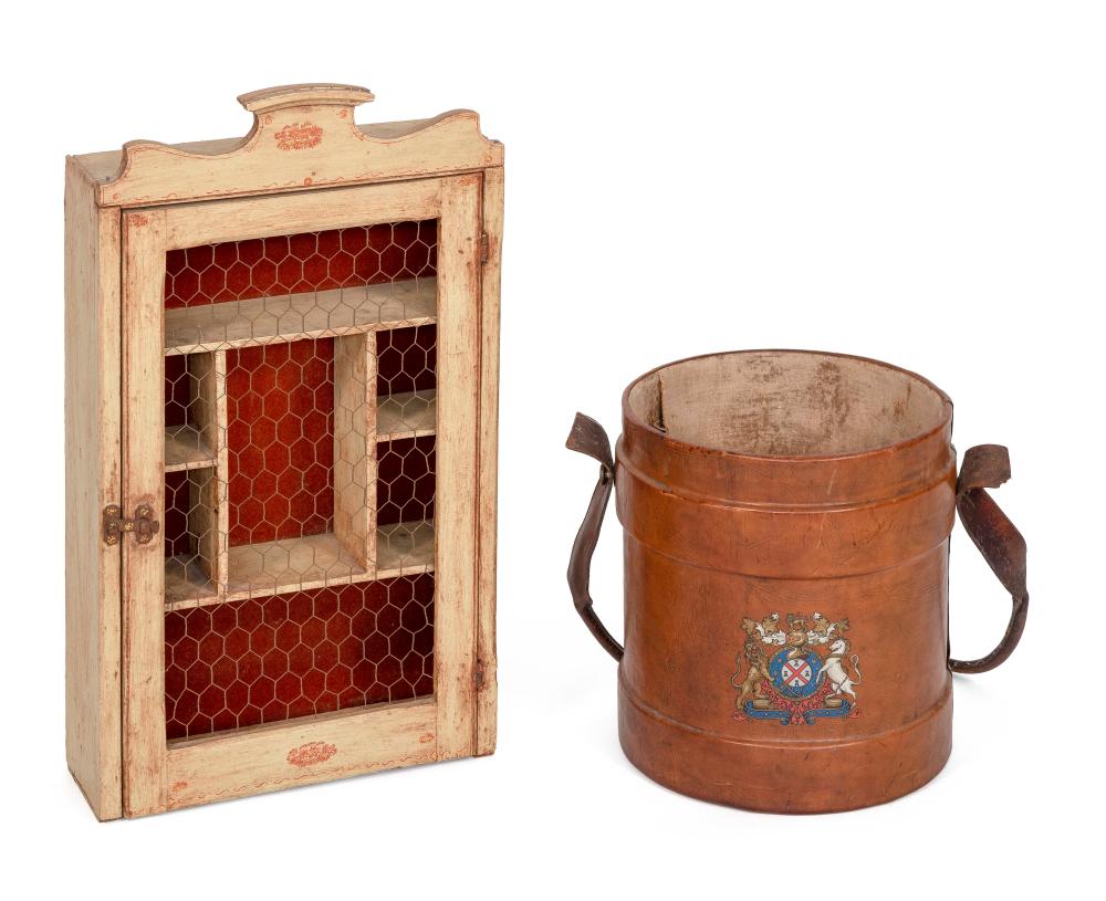 LEATHER FIRE BUCKET AND A