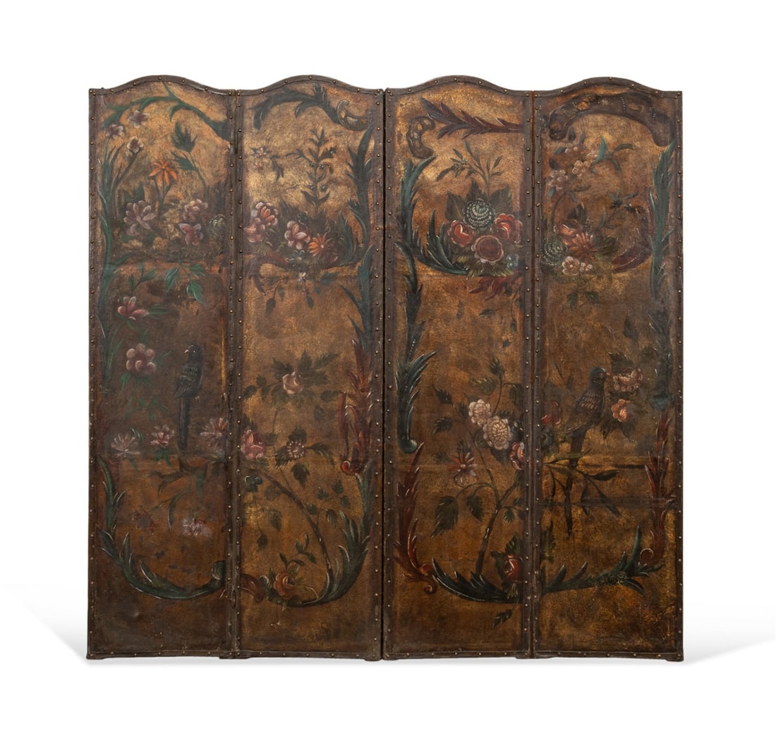 LEATHER FLORAL 4-PANEL FOLDING