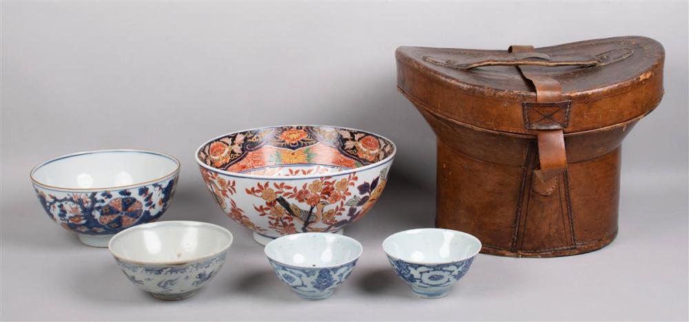 LEATHER HAT BOX AND COLLECTION OF
