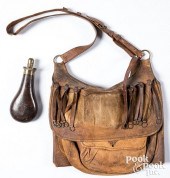 LEATHER HUNTING BAG, 19TH C.Le