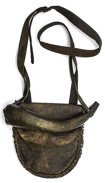 Leather Hunting Bag and Powder Horn