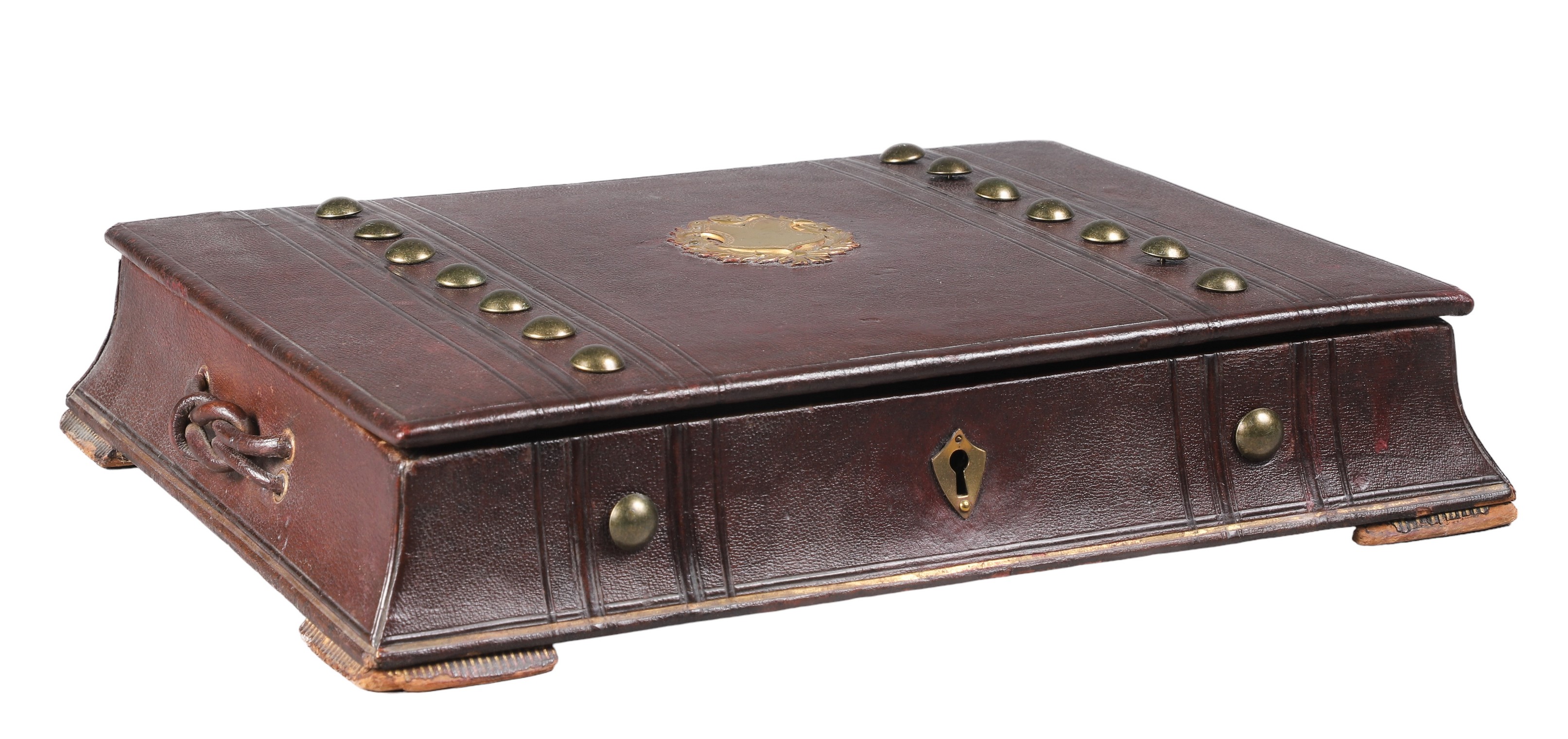 Leather lap desk, 121/2" x 9-1/2" x