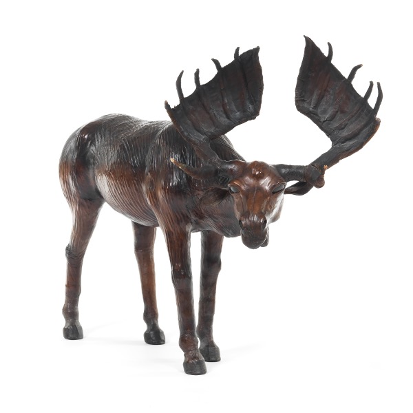 LEATHER MOOSE SCULPTURE  23 ½" x