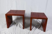 LEATHER NESTING TABLES: 2 leat