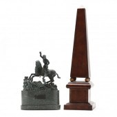 LEATHER OBELISK AND BRONZE SCU