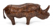 LEATHER RHINOCEROS-FORM FOOTST