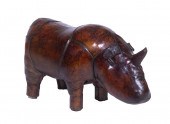 LEATHER RHINOCEROS FORM OTTOMA